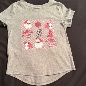 Gray Kids T-Shirt with Santa and Holiday Graphics